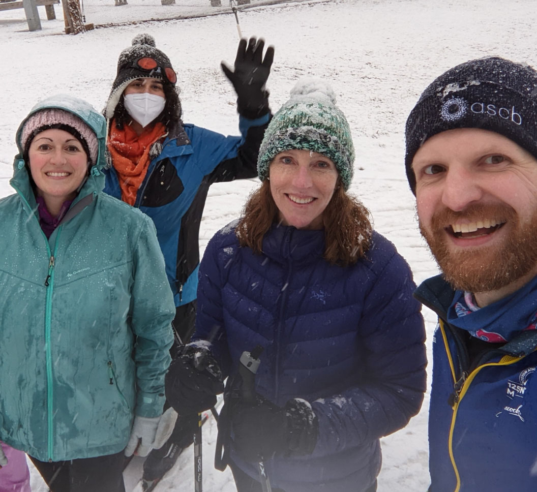 A group of people in the snow