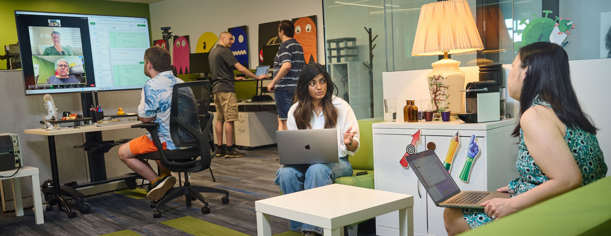 A group of people working in an office